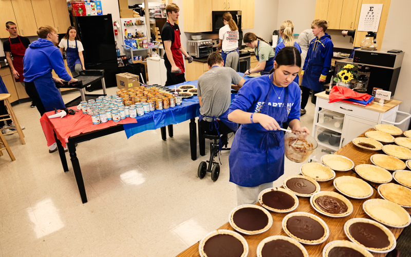 A flurry of pie-baking activity continued throughout the day and well into the evening Tuesday.