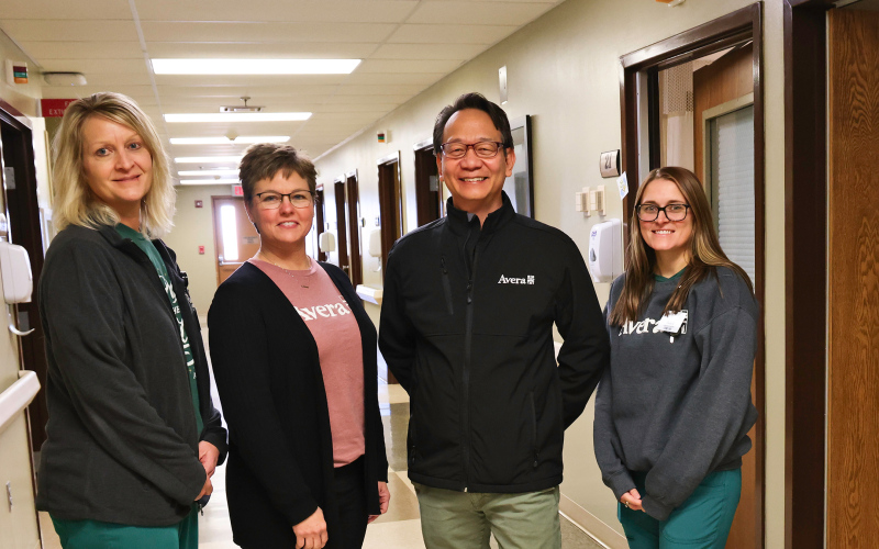 Shown at Avera Weskota Memorial Hospital on Tuesday, December 3, 2024 are, left to right: Kris Brandt, Director of Patient Care; Stephanie Reasy, Administrator/CEO; Dr. Lance Lim; Karli Krueger, Quality Nurse. KRISTI HINE / TRUE DAKOTAN