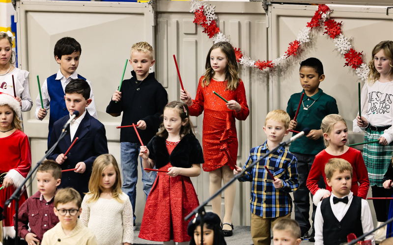Kindergarten-2nd graders sang on Monday evening.