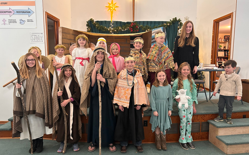Children from Immanuel Baptist Church in costume for the church’s annual Christmas program. PHOTO COURTESY NATALIE BARTEL.