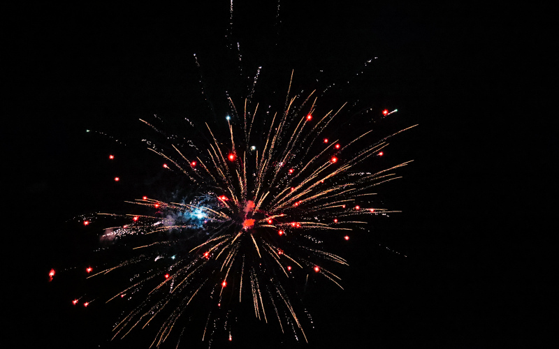 A rocket illuminated the New Year’s Eve sky over South Gulch in Wessington Springs last Wednesday night, December 31, 2024 as Jarrod and Jacki Bultsma, Jason and Cristin Weber and Dennis and Sandy Beckman carried on the tradition of gifting a glorious fireworks display to the community. KRISTI HINE / TRUE DAKOTAN