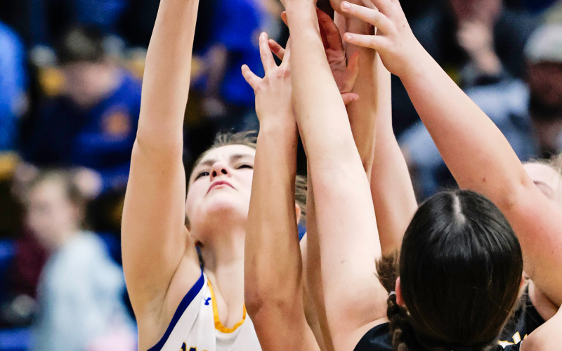 Members of the Spartans Girls Varsity Basketball team are shown during the final regular season game in Wessington Springs where they reached a 54-20 victory over James Valley Christian. Addy Orth led in the points department during the game.
