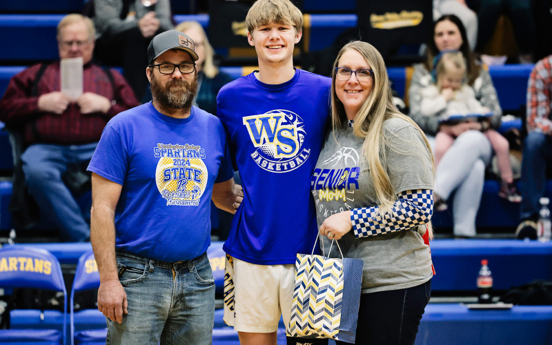 Shown with his parents is Branden Flowers.