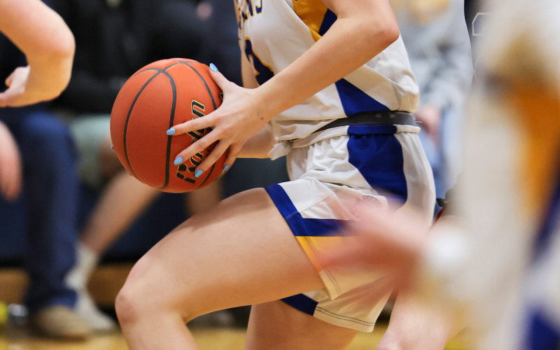 Londyn Mikkelson Kerstynn Heim during home basketball action vs. Sanborn Central/Woonsocket on January 30, 2025