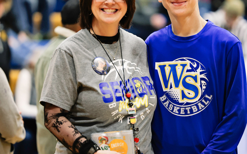Shown with his mom is Ranick Fjerstad.