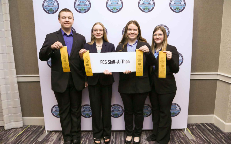 From left: Norman Johnson, Ada Sharp, Anna Johnson and Mercedes Jones competed as the skill-a-thon team and placed fifth in the life skills assessment at the 2025 4-H FCS National Championship and Conference. (Photo courtesy of Texas 4-H Youth Development)