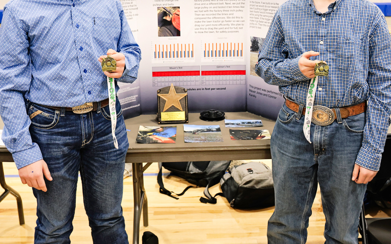 Mauer Jones and Connor Karsky with their “Need for Speed” project.