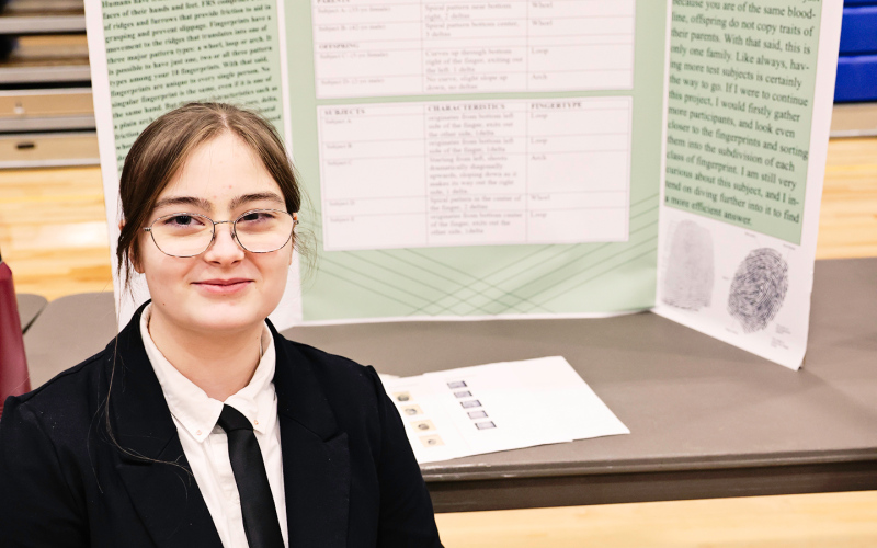 Felicity Ormsmith won in both the high school category and visual display category for her project “Fantastic Familial Fingerprint Research.”