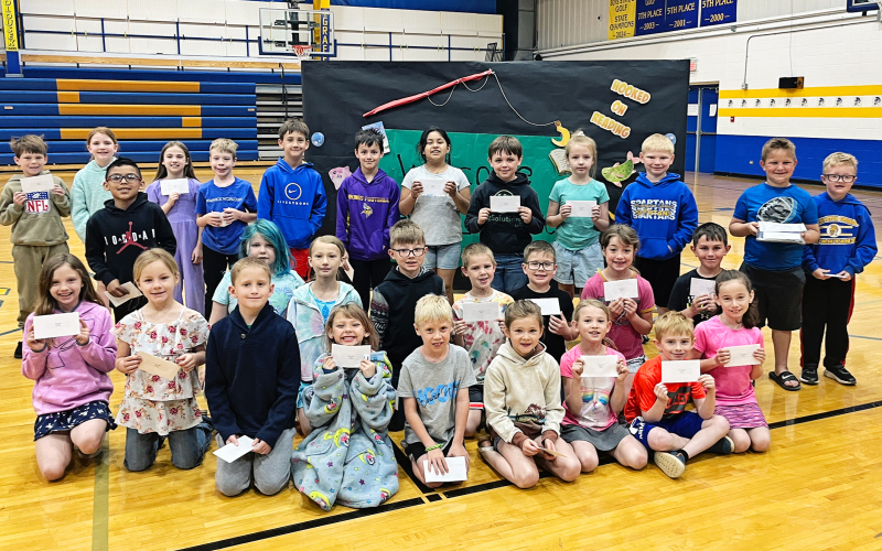 1st - 2nd grade: Kix Coleman, Paislee Couch, Emmie Bartel, Bosten Jensen, Miles Hasty, Adam Knippling, Fiby Ciciliano, Jesse Arhart, Charlotte Malan, Jayden Holt, Hayes Cashman, Axle Kurth. Middle row: Mary Tanke, Jester Tuj Mejia, Presley Wilde, Violet Jackson, Haizley Harmdierks, Rand Everson, Drew Duxbury, Eric Denny, Austen Bultsma, Finley Weber. Front row: Tiaan Minnie, Mayzie Miller, Brecken Jensen, Aaliyah Murphy, Ryklynn Reiner, Kaysen Sealy, Britton Van Dyke. Not pictured: Anna Colqui, Eli Colqui.