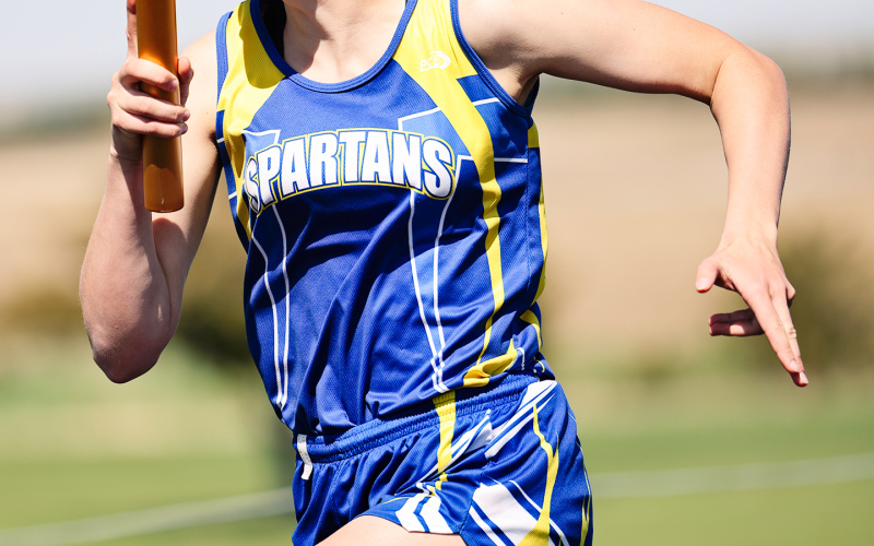 On Monday, May 5, 2025, Wessington Springs was the site for the Junior High 281 Conference meet, held at Spartan Stadium. Selah Havlik is pictured in the 4x100 relay.