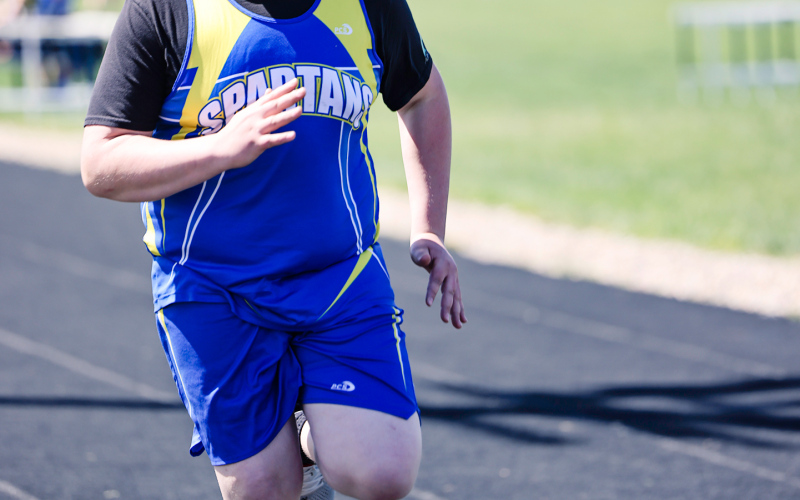 On Monday, May 5, 2025, Wessington Springs was the site for the Junior High 281 Conference meet, held at Spartan Stadium. Wyatt Arhart is shown in the 200m dash.