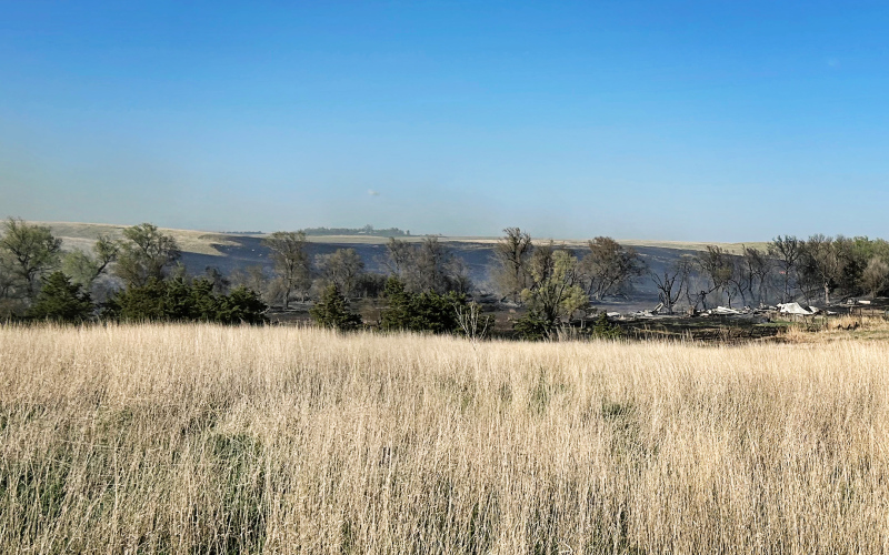 Wessington Springs Volunteer Fire Department (WSVFD) responded to a grass fire on 370th and 227th Saturday afternoon and again later that night caused by electrical lines downed by strong wind. The 92-acre blaze was tamed by the combined efforts of WSVFD, Gann Valley Volunteer Fire Department and Spring Valley Colony. PHOTO COURTESY JIM VAVRA WSVFD