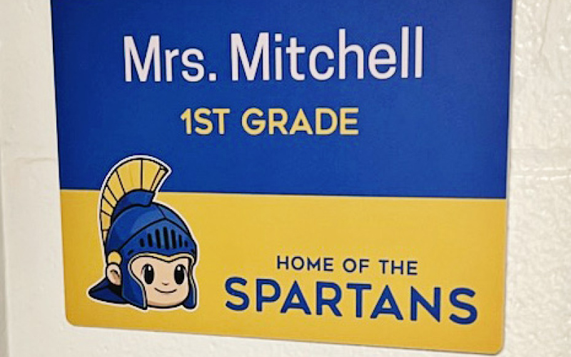 To help make arriving to classrooms each day special, local woman and PTO member Kasie Sealy made new signs (above) for each teacher. She also provided blank cards and stickers for the students to write and design a personalized card for teachers.
