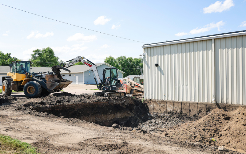 Work on the $1.6 million ag shop renovation and ag lab addition is full steam ahead, with crews working inside and on the south side of the building. A 10-year $1,000,000 capital outlay certificate will be used to fund the project.