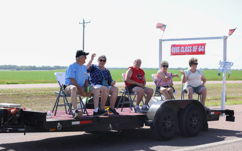 The GVHS Class of 64 helped the crowd stay cool by throwing water balloons from their float in the parade.
