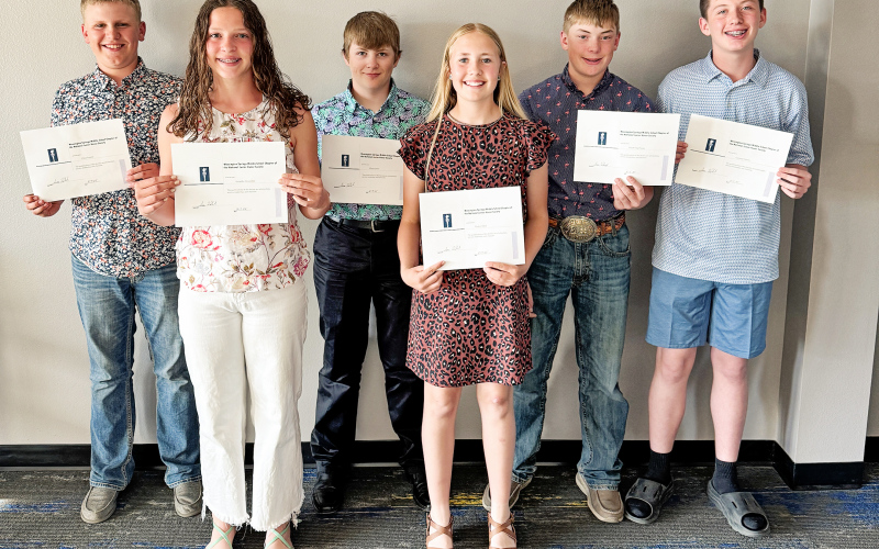 National Junior Honor Society inductees are pictured, left to right: Chaz Larson, Aunnika Heumiller, Mauer Jones, Roslyn Klein, Wyatt Fagerhaug, Gannon Culver. PHOTOS COURTESY KATIE JONES