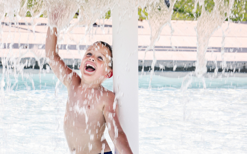 KRISTI HINE / TRUE DAKOTAN Parker Pulizzi splished and splashed at the City of Wessington Springs municipal pool with his grandma, Angie Mentzer (not pictured) on Monday, June 16, 2025.