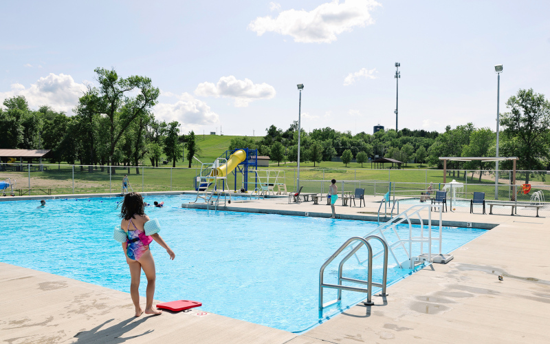 The rolling, green foothills make the perfect summer backdrop for the municipal pool located in city park in Wessington Springs.