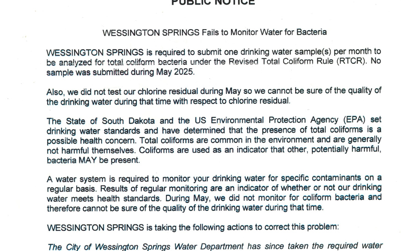 City Sends Public Notice About Missed Water Test in May