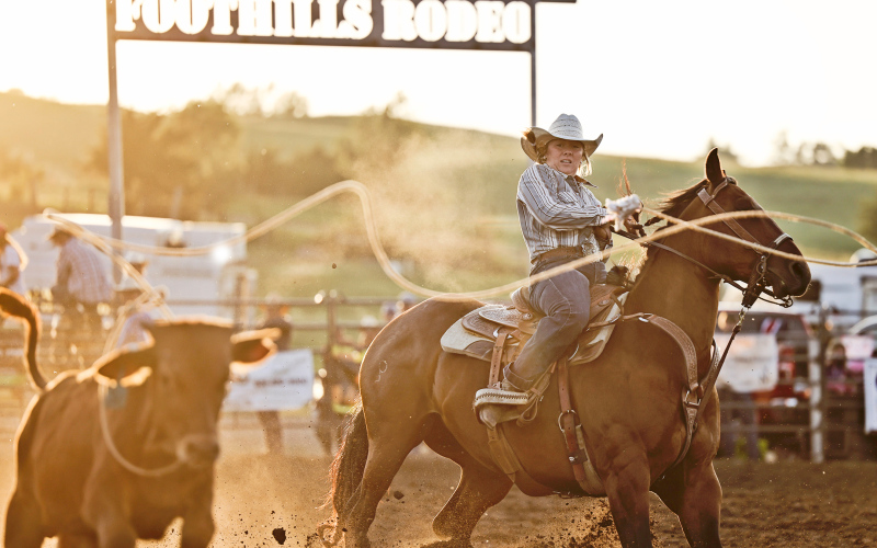 Wessington Springs cowgirl Ella Fagerhaug during Ladies Breakaway Roping on Saturday night.
