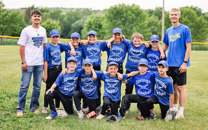 The Minors are shown above, left to right, back row: Coach Blake Miller, Parker Karsky, Holden Schelske, Myles Tanke, Jevon Kolousek, Kolt Messmer, Cooper Holt, Coach Branden Flowers. Front row: Caleb Culver, Crew Wenzel, Hayes Schelske, Kaddilac Coleman, Miles Hasty.