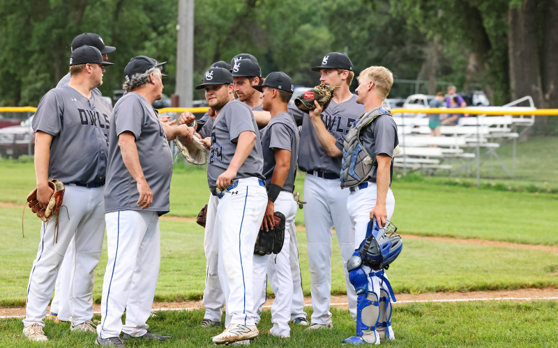 Pre-game fist bumps for the Owls before taking on 4-Corners last Thursday, July 10, 2025.