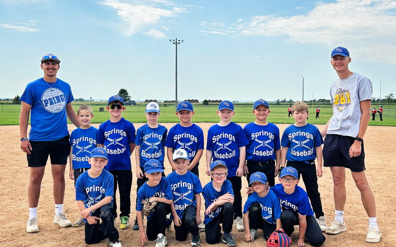 PHOTO COURTESY RYAN JENSEN - The Rookies are shown above, left to right, back row: Coach Blake Miller, Drew Duxbury, Finley Weber, Bosten Jensen, Jesse Arhart, Jayden Holt, Hayes Cashman, Zayden Wolfcale, Coach Branden Flowers. Front row: Kix Coleman, Kactus Coleman, Brecken Jensen, Axel Kurth, Westin Schooler, Rand Everson.