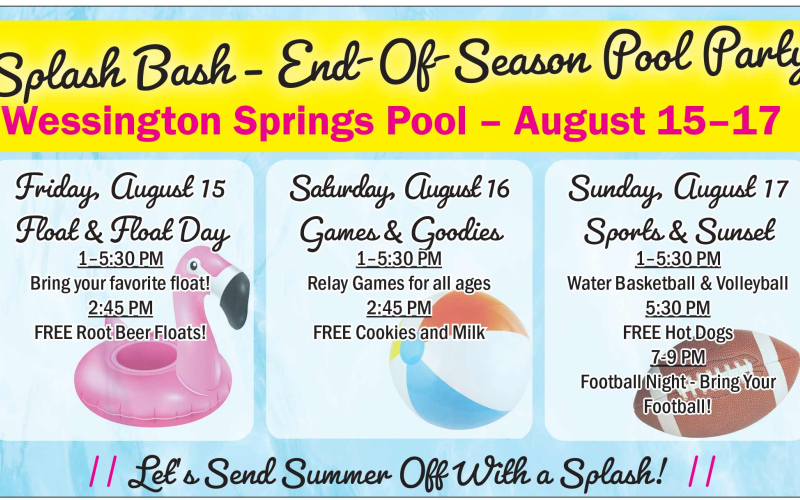 Wessington Springs Pool to Host End-of-Season Bash August 15–17