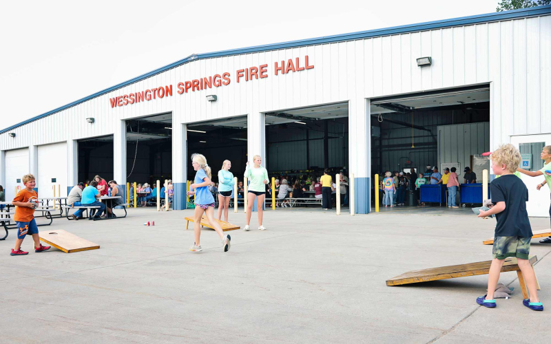 Children had a ball at FunFest with a bouncy house, cornhole and fire hose games south of the fire hall.