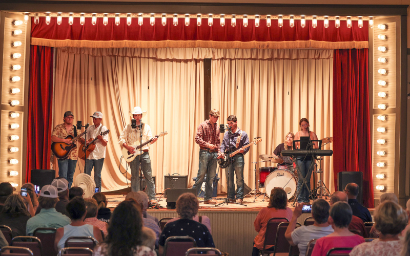 The only concert to move inside due to a summer storm, on July 10, 2025, The Turtle Peak Band brought their country-rock flair to the Historic 1905 Opera House.