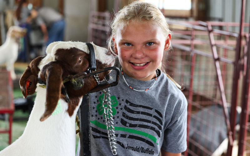 Mesa Rasmussen and market goat.