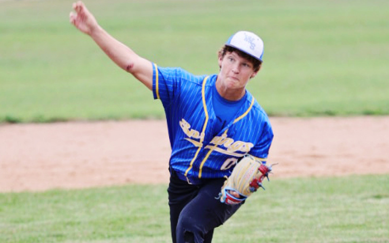 (PHOTO COURTESY KATIE JONES) Springs came out on top vs the Letcher Hawks, 5-1. Teagen Eggleston on the mound in Wessington Springs Sunday.