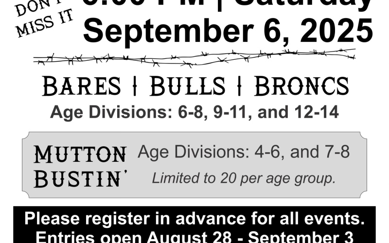 Youth rough stock rodeo set for Sept. 6 in Springs