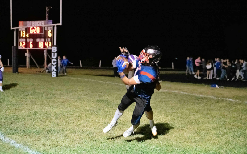 Colby Flowers had three catches for 73 yards and two touchdowns. Next up, the Bucks take on Wagner Friday night. Kickoff is set for 7 p.m. at Sanborn Central. PHOTO COURTESY J. VONEYE IMAGES