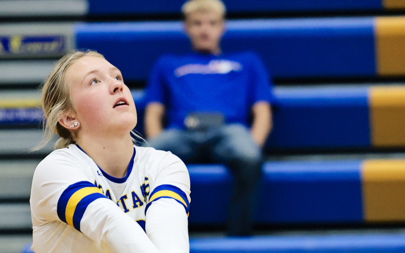 Lady Spartan Kendall Kolousek. The Lady Spartans swept Crow Creek last Thursday during volleyball action in front of a home crowd.