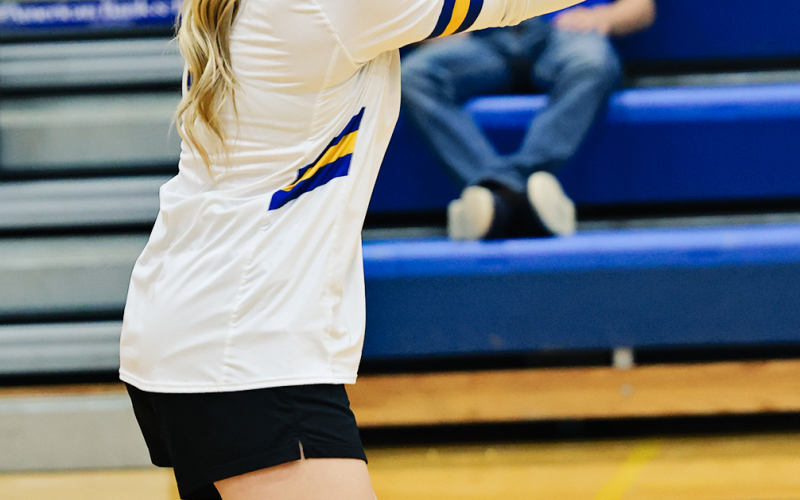 Lady Spartan Kerstynn Heim. The Lady Spartans swept Crow Creek last Thursday during volleyball action in front of a home crowd.