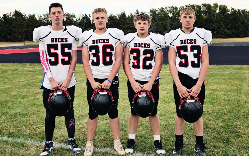 Junior High Bucks team captains: Gannon Culver, Chaz Larson, Mauer Jones, Wyatt Fagerhaug. Not pictured: Hastin Heezen. PHOTO COURTESY KATIE JONES PHOTOGRAPHY