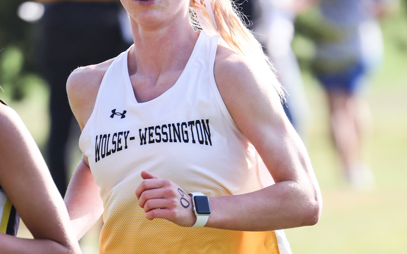 Wolsey-Wessington’s Kendal Uttecht powers through to claim first place at the Region Cross Country CSDC Meet held Wednesday, Oct. 8, 2025, in Gettysburg. She clocked a personal-best time of 19:44 despite windy conditions, earning the top spot in the region. TRUE DAKOTAN FILE PHOTO