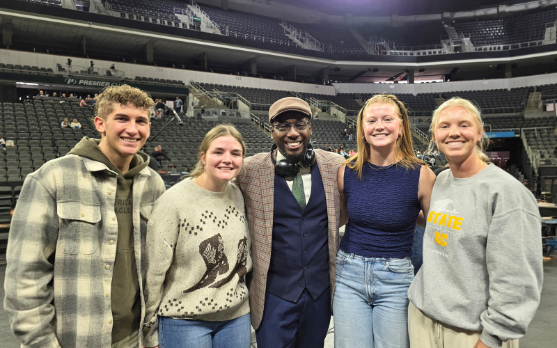 Wolsey-Wessington All-State Chorus students stand with the All-State Chorus guest conductor, Dr. Jeffery Redding. From left-right; Carson Walters, Payton Peterson, Dr. Jeffrey Redding, Maria Nelson, and Kendal Uttecht. PHOTO COURTESY JADYN BAUMANN