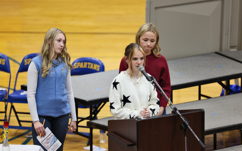 Masters of Ceremony Londyn Mikkelsen, Tenley Olinger, and Jalene Reiner opened the program.