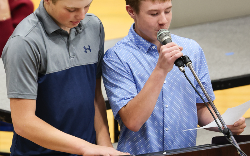 Throughout the program, students across grade levels participated in tributes of gratitude and respect, including “Thank You, Veterans” by Sutten Jensen and Cole Wenzel.