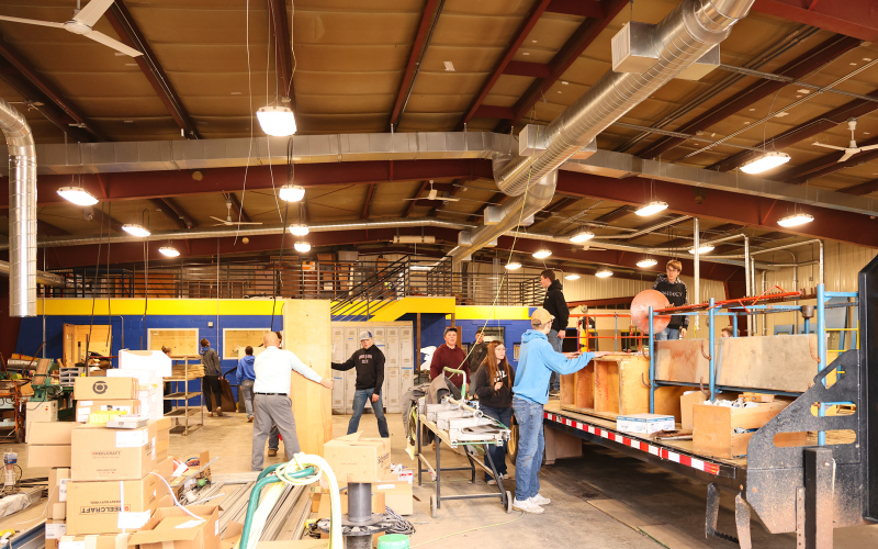 Students, administrators and teachers helped begin the move-in process at the shop on Monday, November 24, 2025.
