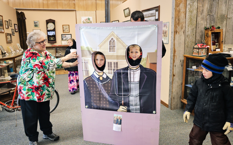At the Jerauld County Pioneer Museum open house, kids posed in the American Gothic photo booth with the help of museum volunteer Sandy Wenzel.