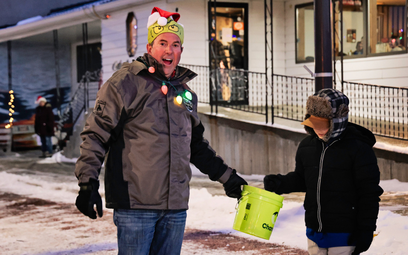 Jerry Caffee greeted parade goers on foot with a "Merry Christmas" and sweet treats.