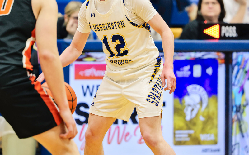Tregen Jensen during home basketball action vs. Howard.