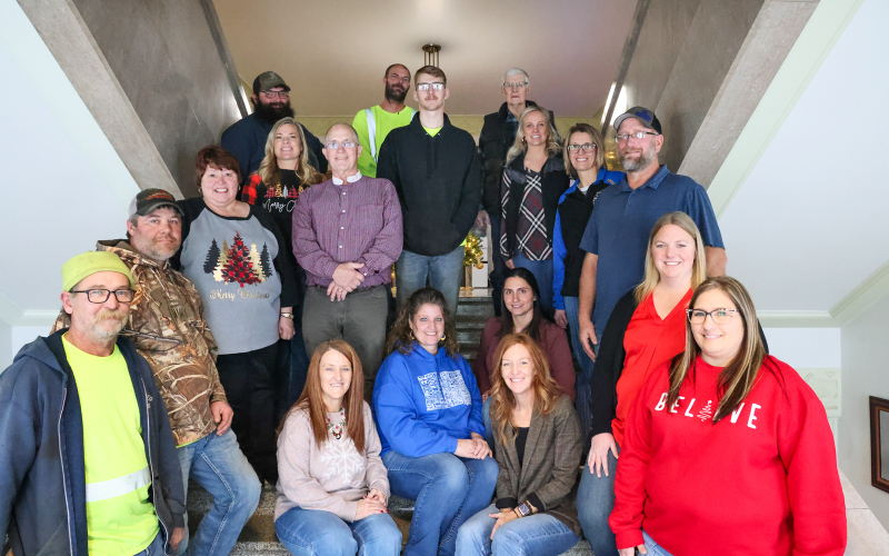 Jerauld County employees visited with the community during Christmas at the Courthouse last week. From back left, clockwise: Chris Cashman, Luke Starkey, Jack Neely, Commissioner Charlie Bergeleen, Natasha Waters, Audra Scheel, Brian Kolousek, Christina Karsky, Lisa Younie, Regina Teveldal, Mary Davis, Ann Scheel, Lynn Damm, James Reiner, Brady Younie, Mette Ness, Deach Koch and Shannon Fagerhaug.