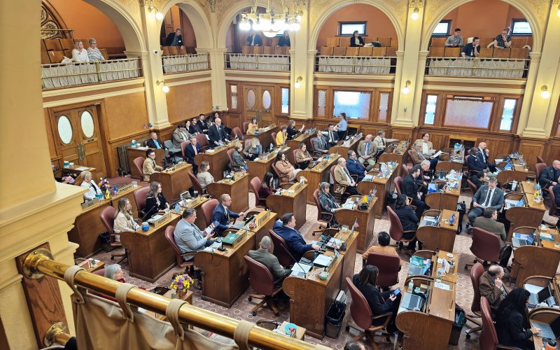 The chamber of the South Dakota House of Representatives on Feb. 6, 2025, at the Capitol in Pierre, S.D. (PHOTO: BART PFANKUCH / SOUTH DAKOTA NEWS WATCH)