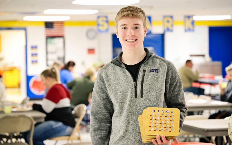 Tregen Jensen, a Wessington Springs High School senior organized a bingo and spaghetti feed fundraiser supporting two local organizations. (KRISTI HINE / TRUE DAKOTAN)