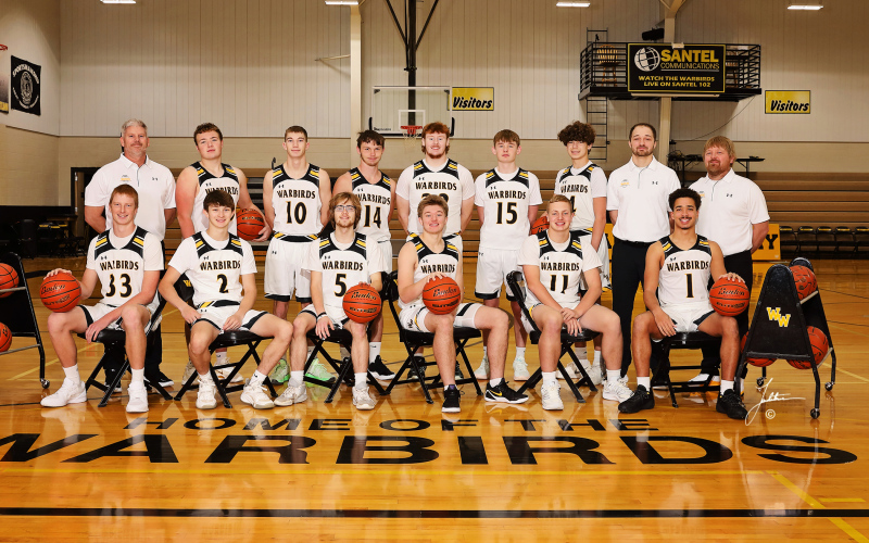 SHOWN BACK ROW, LEFT TO RIGHT: Assistant Coach Austin Tvedt, Ryder Jensen, Wyatt Koester, Cooper Timm, Larz Tvedt, Conner Mees, Ty Boomsma, Head Coach Austin Kemnitz, Assistant Coach Cody Kleinsasser. FRONT: Sawyer Nelson, Breydyn Skipper, Jessie Mckown, Jett Kleinsasser, Clay Kahre, Caleb Richmond. (PHOTO COURTESY LANDSTROM PHOTOGRAPHY)