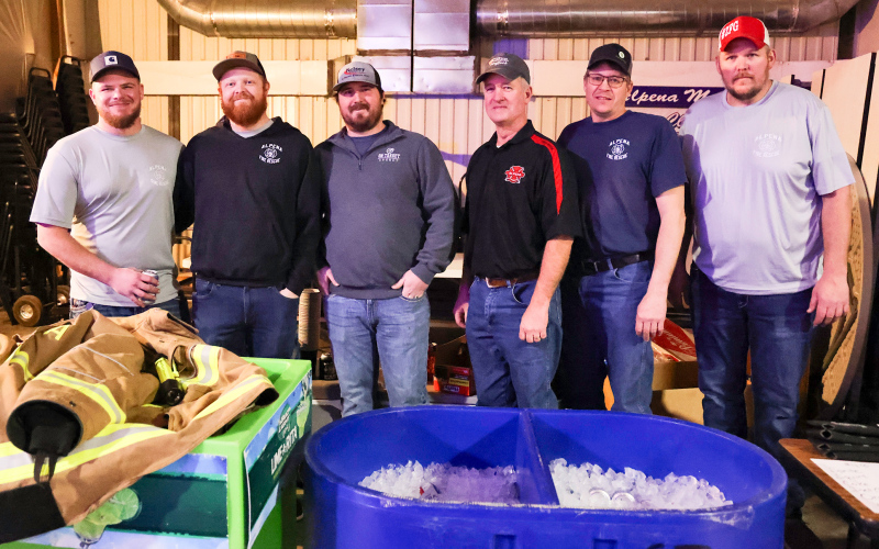 It was all hands on deck as firefighters hosted hundreds at the fundraiser, shown from left are Dillon Garfve, Blaine Tebay, Landon Ochsner, Jim Scheel, Jon Jones and Chris Albrecht.